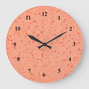 Retro Terrazzo Elegant Living Coral Pattern Grote Klok