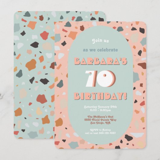 Retro Terrazzo Hippie Boho Birthday Kaart (Voorkant / Achterkant)