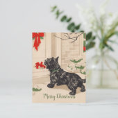 Retro Terrier Het leveren van kerstcadeau Feestdagenkaart (Staand voorkant)