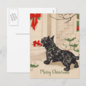 Retro Terrier Het leveren van kerstcadeau Feestdagenkaart (Voorkant / Achterkant)