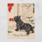 Retro Terrier Het leveren van kerstcadeau Feestdagenkaart (Voorkant)