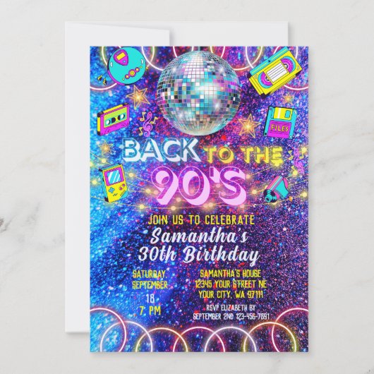 Retro Terug naar de 90s Kleurrijke Levendige Neon  Kaart (Voorkant)