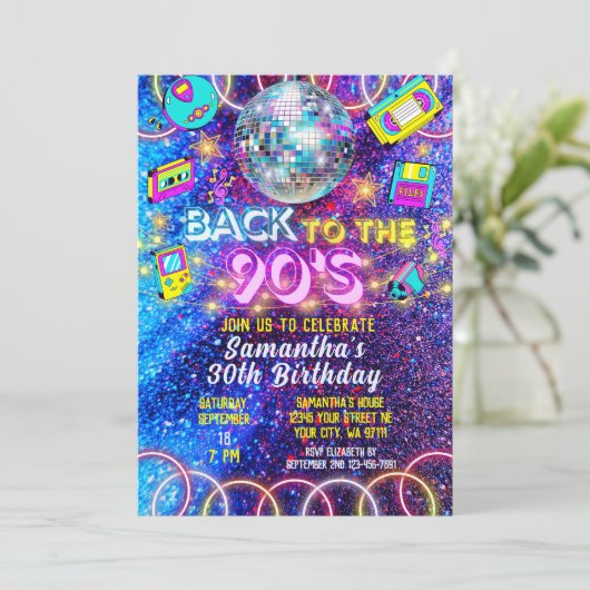 Retro Terug naar de 90s Kleurrijke Levendige Neon  Kaart (Staand voorkant)