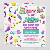 Retro terug naar de 90s reünie uitnodiging (Voorkant / Achterkant)