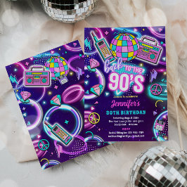 Retro terug naar de jaren 90 Neon Disco 30e verjaa Kaart