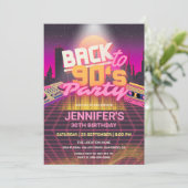 Retro Terug naar de jaren 90 Neon Glow Verjaardags Kaart (Staand voorkant)