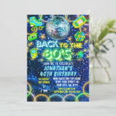 Retro Terug naar jaren 80 Kleurrijke Neon Glow Ver Kaart (Staand voorkant)