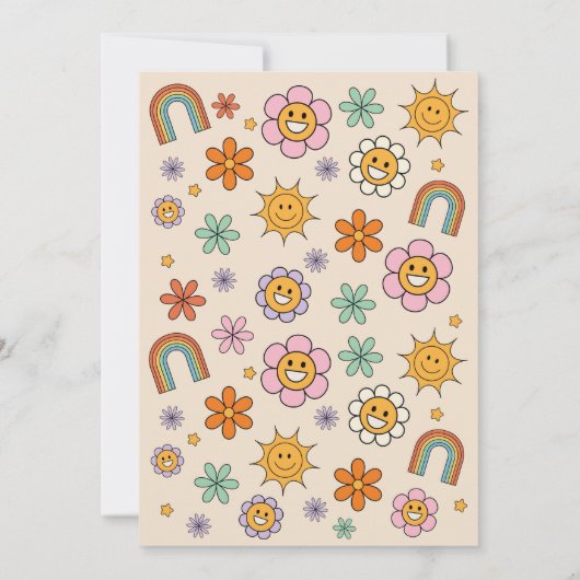 Retro Terug naar School Bus Party Flower 70s Kaart (Achterkant)