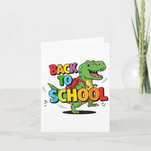 Retro Terug Naar School Grappige Kleurrijke Dinosa Kaart (Voorkant)