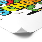 Retro Terug Naar School Grappige Kleurrijke Dinosa Poster (Hoek)