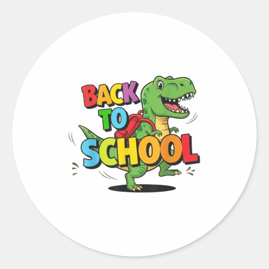Retro Terug Naar School Grappige Kleurrijke Dinosa Ronde Sticker (Voorkant)
