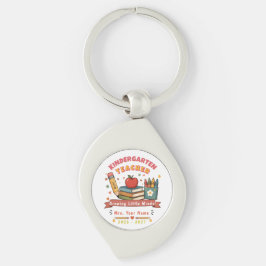 Retro terug naar school kleuterlehrer cadeau sleutelhanger