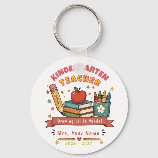 Retro terug naar school kleuterlehrer cadeau sleutelhanger (Voorkant)