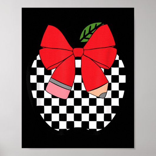 Retro terug naar school leraar race geruite potloo poster (Voorkant)