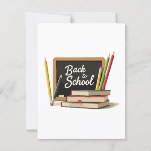 Retro "Terug naar school" schoolbord & boeken Briefkaart