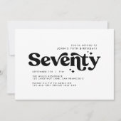 Retro terug wit modern minimal 70e verjaardag kaart (Voorkant)