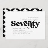 Retro terug wit modern minimal 70e verjaardag kaart (Voorkant / Achterkant)