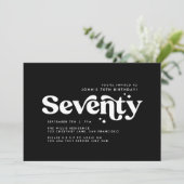 Retro terug wit modern minimal 70e verjaardag kaart (Staand voorkant)