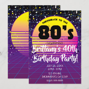 Retro terugblik naar paarse gele zonnfeest uit 80' kaart