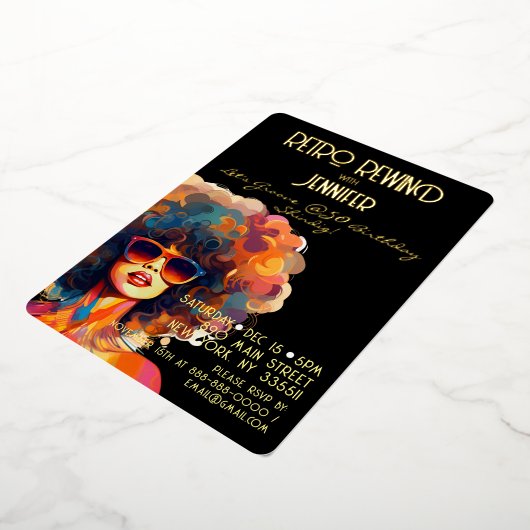 Retro terugspoelen 50e verjaardag Shindig Party Folie Uitnodiging (Gedraaid)