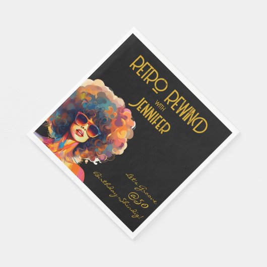 Retro terugspoelen 50e verjaardag Shindig Party Servet (Hoek)