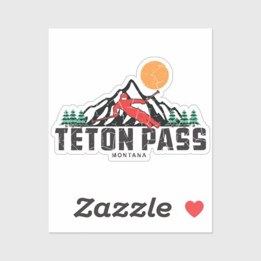 Retro Teton Pass Ski Sticker (Vel)