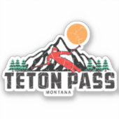Retro Teton Pass Ski Sticker (Voorkant)