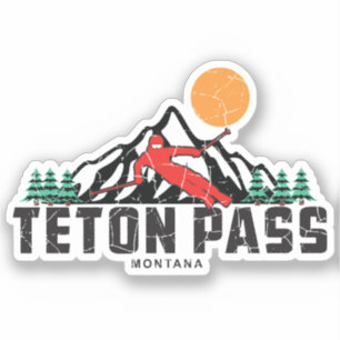 Retro Teton Pass Ski Sticker