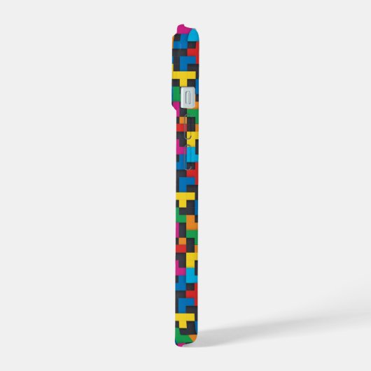 Retro Tetris Blocks Seamless Pattern iPhone 15 Case (Linkerkant)