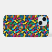 Retro Tetris Blocks Seamless Pattern iPhone 15 Case (Achterkant horizontaal)