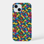 Retro Tetris Blocks Seamless Pattern iPhone 15 Case (Achterkant)
