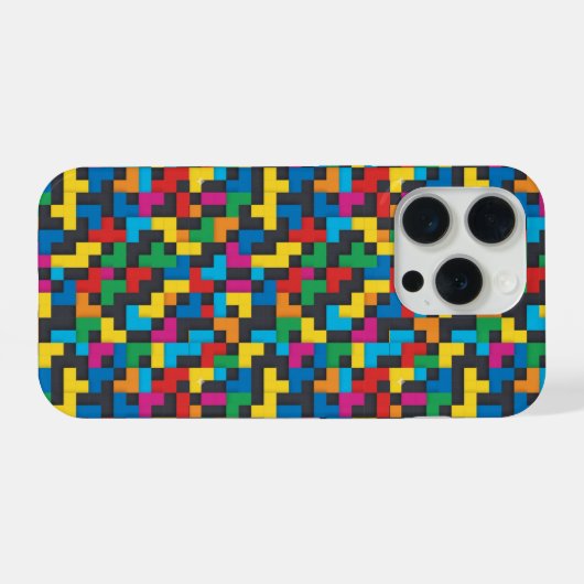 Retro Tetris Blocks Seamless Pattern iPhone Hoesje (Achterkant horizontaal)