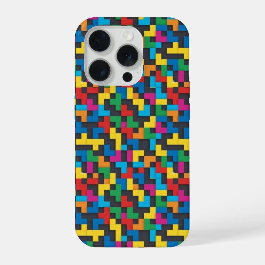 Retro Tetris Blocks Seamless Pattern iPhone Hoesje (Achterkant)
