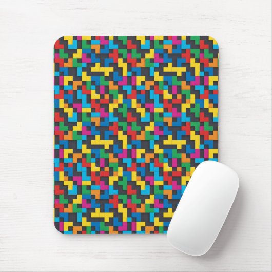 Retro Tetris Blocks Seamless Pattern Muismat (Met muis)