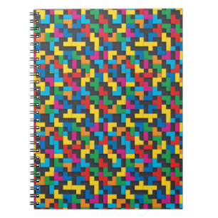 Retro Tetris Blokken Naadloos Patroon Notitieboek