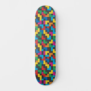 Retro Tetris Blokken Naadloos Patroon Persoonlijk Skateboard