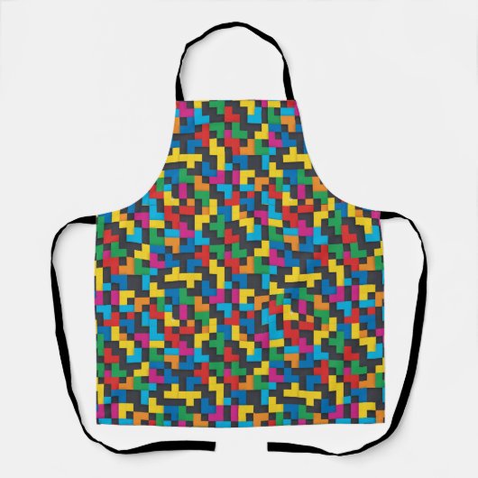 Retro Tetris Blokken Naadloos Patroon Schort (Voorkant)