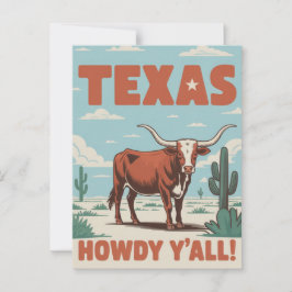 Retro Texas Classic Cowboy Longhorn Briefkaart