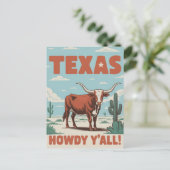 Retro Texas Classic Cowboy Longhorn Briefkaart (Staand voorkant)
