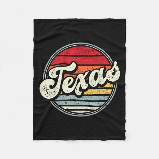 Retro Texas Home State Cool 70s Style Sunset Manne Fleece Deken (Voorkant)