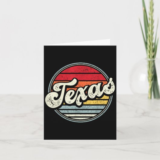 Retro Texas Home State Cool 70s Style Sunset Manne Kaart (Voorkant)