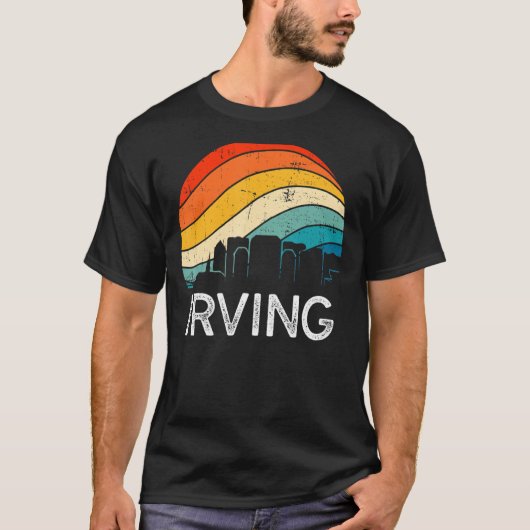 Retro Texas Irving Skyline Urban Skyscrape T-shirt (Voorkant)