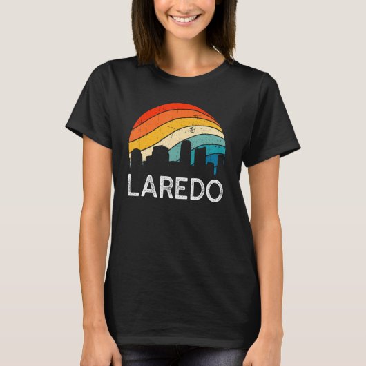 Retro Texas Laredo Skyline  Urban Skyscrape T-shirt (Voorkant)