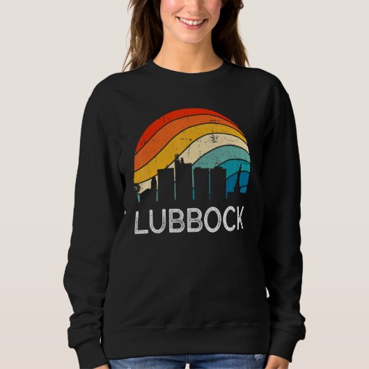 Retro Texas Lubbock Skyline Vintage Urban Skyscrap Trui (Voorkant)