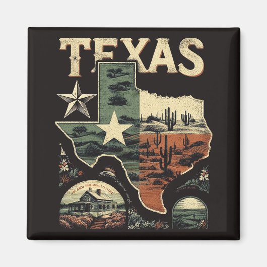 Retro Texas Magneet (Voorkant)