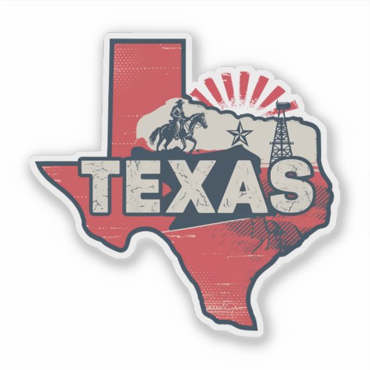 Retro Texas Staat Auto Sticker (Voorkant)