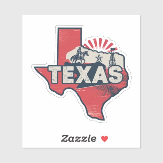 Retro Texas Staat Auto Sticker (Vel)