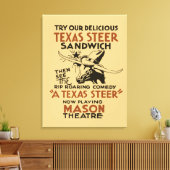 Retro Texas Steer Sandwich en theaterspeeladverten Canvas Afdruk (Insitu (Woonkamer))