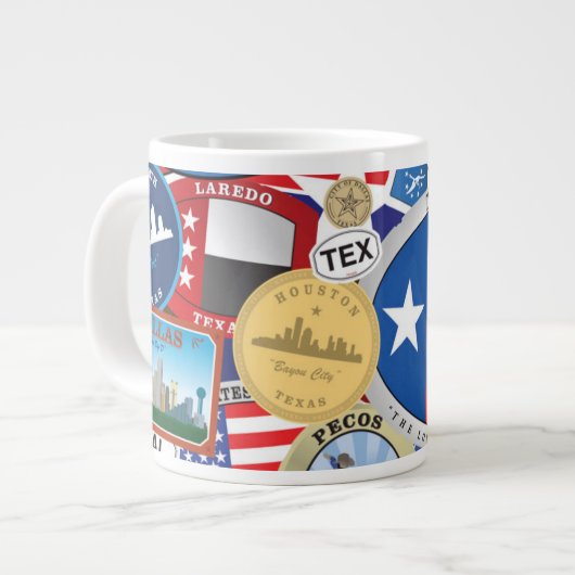 Retro Texas Sticker Pattern Grote Koffiekop (Links)
