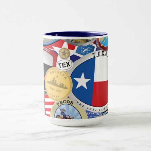 Retro Texas Sticker Pattern Mok (Midden)